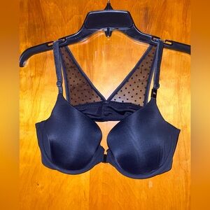 Victoria’s Secret Black Polka Dot Meshed Back Bra with Front Clasp